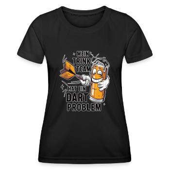 Mon équipe de buveurs a un problème de fléchettes - T-shirt sport Femme - noir - Devant - AI Model Female 172 light (172cm)