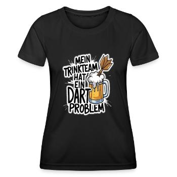 Mon équipe de buveurs a un problème de fléchettes - T-shirt sport Femme - noir - Devant - AI Model Female 172 light (172cm)