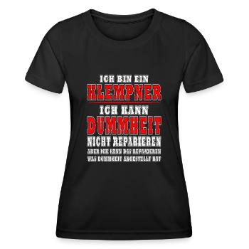 Ich bin Klempner ich kann keine Dummheiten - Frauen Funktions-T-Shirt - Schwarz - Vorne - AI Model Female 172 light (172cm)