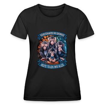funny way monkey saying cell phone social media - Women's Functional T-Shirt - black - Front - AI Model Female 172 light (172cm)