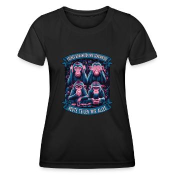 funny way monkey saying cell phone social media - Women's Functional T-Shirt - black - Front - AI Model Female 172 light (172cm)