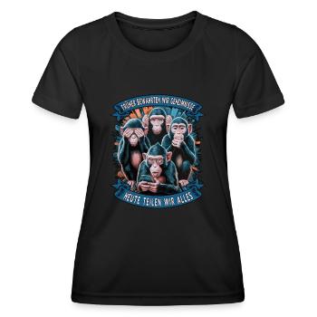funny way monkey saying cell phone social media - Women's Functional T-Shirt - black - Front - AI Model Female 172 light (172cm)