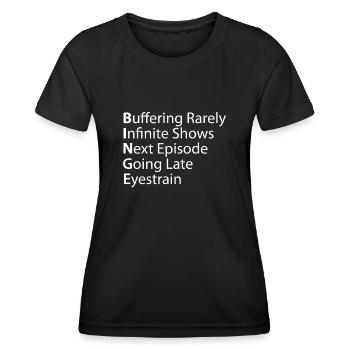 Binge Buffering Émissions rarement infinies - T-shirt sport Femme - noir - Devant - AI Model Female 172 light (172cm)