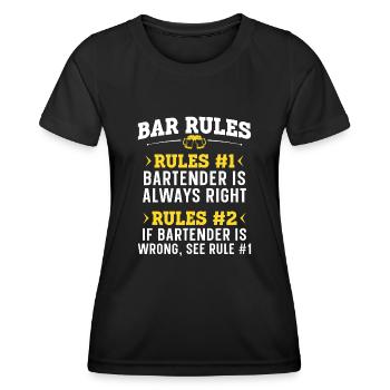 Barman Mixologue Bar Règles du bar - T-shirt sport Femme - noir - Devant - AI Model Female 172 light (172cm)