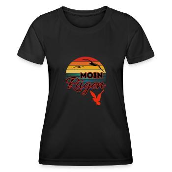 Moin Rügen avec mouette dans le style rétro île de Rügen - T-shirt sport Femme - noir - Devant - AI Model Female 172 light (172cm)