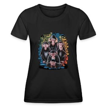 singe sage avec téléphone portable drôle multi conception multimédia - T-shirt sport Femme - noir - Devant - AI Model Female 172 light (172cm)