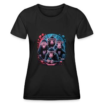 singe sage avec téléphone portable drôle multi conception multimédia - T-shirt sport Femme - noir - Devant - AI Model Female 172 light (172cm)