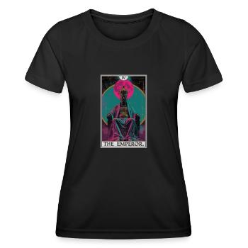 Carte de tarot L’Empereur Le Souverain - T-shirt sport Femme - noir - Devant - AI Model Female 172 light (172cm)