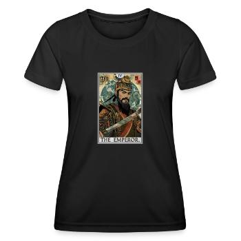 Carte de tarot L’Empereur Le Souverain - T-shirt sport Femme - noir - Devant - AI Model Female 172 light (172cm)