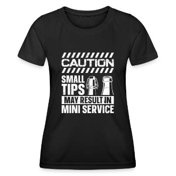 Bartender Mixologist Caution Small - Frauen Funktions-T-Shirt - Schwarz - Vorne - AI Model Female 172 light (172cm)