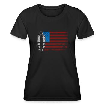 Bartender Mixologist American Flag - Frauen Funktions-T-Shirt - Schwarz - Vorne - AI Model Female 172 light (172cm)