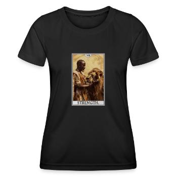 Tarotkarten Tarotkarte Strength Kraft - Frauen Funktions-T-Shirt - Schwarz - Vorne - AI Model Female 172 light (172cm)