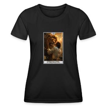 Tarotkarten Tarotkarte Strength Kraft - Frauen Funktions-T-Shirt - Schwarz - Vorne - AI Model Female 172 light (172cm)