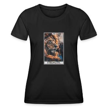 Tarotkarten Tarotkarte Strength Kraft - Frauen Funktions-T-Shirt - Schwarz - Vorne - AI Model Female 172 light (172cm)