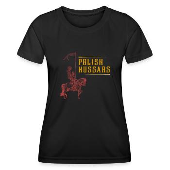 Husaren Polen Husaria Kavallerie Polska Flagge Erb - Frauen Funktions-T-Shirt - Schwarz - Vorne - AI Model Female 172 light (172cm)