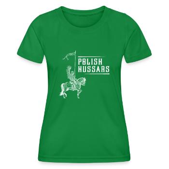 Husaren Polen Husaria Kavallerie Polska Flagge Erb - Frauen Funktions-T-Shirt - Kelly Green - Vorne - AI Model Female 172 dark (172cm)