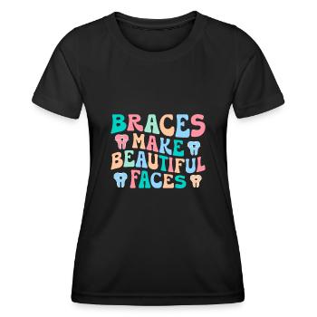 Zahnspange Kieferorthopäde - Frauen Funktions-T-Shirt - Schwarz - Vorne - AI Model Female 172 light (172cm)