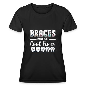 Zahnspange Kieferorthopäde - Frauen Funktions-T-Shirt - Schwarz - Vorne - AI Model Female 172 light (172cm)