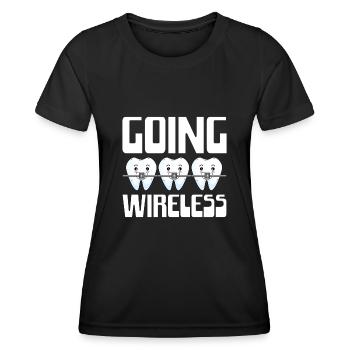 Witziger Zahnspangen Spruch - Frauen Funktions-T-Shirt - Schwarz - Vorne - AI Model Female 172 light (172cm)