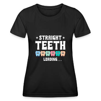 Witziger Zahnspangen Spruch - Frauen Funktions-T-Shirt - Schwarz - Vorne - AI Model Female 172 light (172cm)
