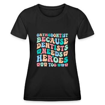 Zahnspange Kieferorthopäde - Frauen Funktions-T-Shirt - Schwarz - Vorne - AI Model Female 172 light (172cm)