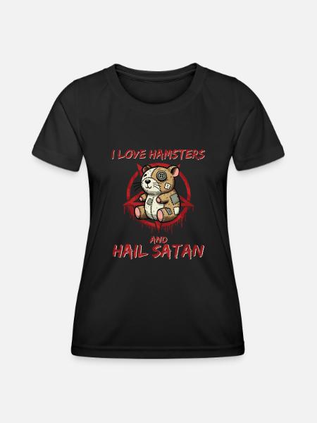 I Love Hamsters And Hail Satan Gothic Heavy Metal - Funktionsshirt til damer - sort