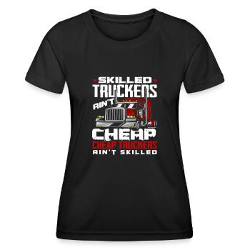 Truck Driver Logisitk Saying Gift Idea - Women's Functional T-Shirt - black - Front - AI Model Female 172 light (172cm)