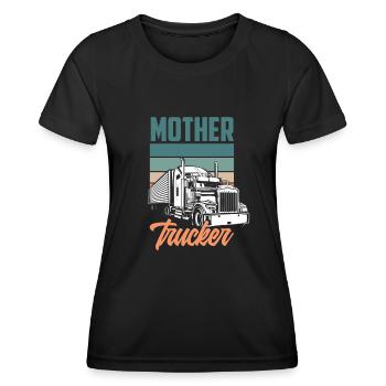 Retro Truck Driver Pun Gift - Women's Functional T-Shirt - black - Front - AI Model Female 172 light (172cm)