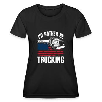 Truck Driver Truck Driving United States Flag - Women's Functional T-Shirt - black - Front - AI Model Female 172 light (172cm)