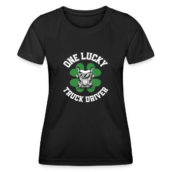 St. Patrick's Day Truck Driver Shamrock - Women's Functional T-Shirt - black - Front - AI Model Female 172 light (172cm)
