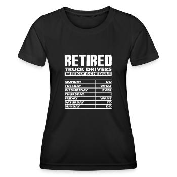 Pension de chauffeur routier - T-shirt sport Femme - noir - Devant - AI Model Female 172 light (172cm)