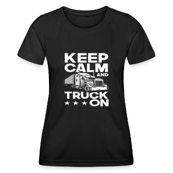 Truck driver driving calmly - Women's Functional T-Shirt - black - Front - AI Model Female 172 light (172cm)