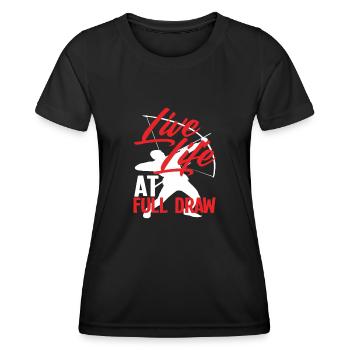 Tir à l’arc à l’arc à jeu de mots - T-shirt sport Femme - noir - Devant - AI Model Female 172 light (172cm)