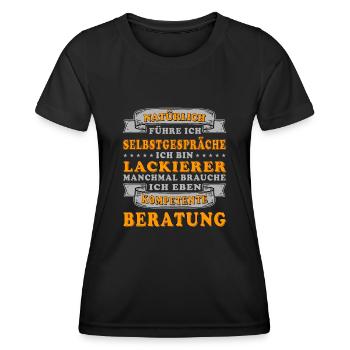 LACKIERER - KOMPETENTE BERATUNG - Frauen Funktions-T-Shirt - Schwarz - Vorne - AI Model Female 172 light (172cm)