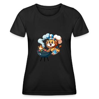 Cute BBQ Lion - Frauen Funktions-T-Shirt - Schwarz - Vorne - AI Model Female 172 light (172cm)
