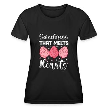 Barbe à papa Barbe à papa pour le cœur Sucre à grignoter - T-shirt sport Femme - noir - Devant - AI Model Female 172 light (172cm)