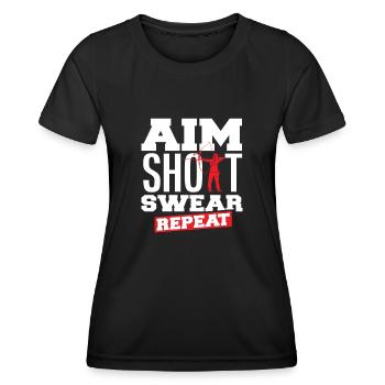 Arc, Visée, Jure, Tir à l’arc - T-shirt sport Femme - noir - Devant - AI Model Female 172 light (172cm)