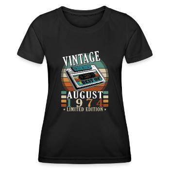 August 1974 August birthday 1974 August - Women's Functional T-Shirt - black - Front - AI Model Female 172 light (172cm)