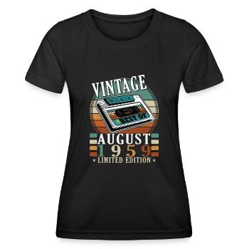 Août 1959 Août Anniversaire 1959 Août - T-shirt sport Femme - noir - Devant - AI Model Female 172 light (172cm)