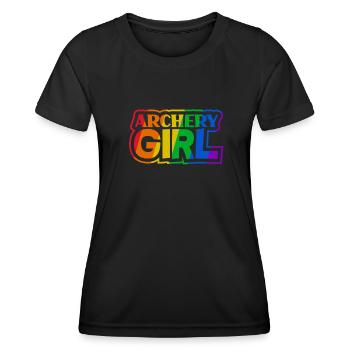 Frau Mädchen Bogen Bogenschießen LGBTQ - Frauen Funktions-T-Shirt - Schwarz - Vorne - AI Model Female 172 light (172cm)