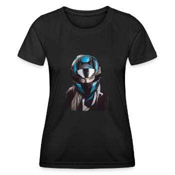 Motorradfahrerin Motorrad Frau - Frauen Funktions-T-Shirt - Schwarz - Vorne - AI Model Female 172 light (172cm)