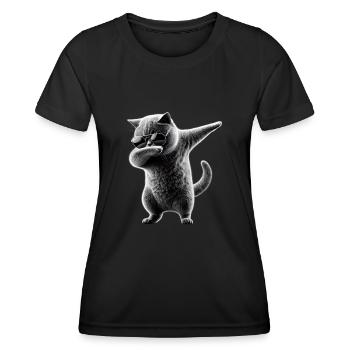 Dabbing British Shorthair Cat Dab Pets - Women's Functional T-Shirt - black - Front - AI Model Female 172 light (172cm)