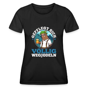 Gepflegt sich völlig wegjodeln - Frauen Funktions-T-Shirt - Schwarz - Vorne - AI Model Female 172 light (172cm)