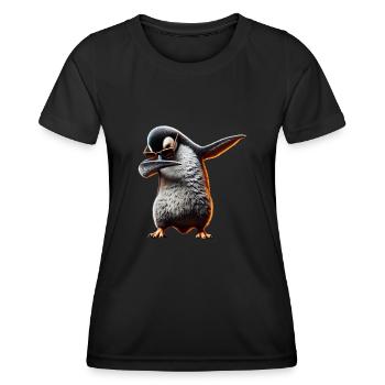 Drôle Dabbing Pingouin Dansant Amoureux des animaux Dab - T-shirt sport Femme - noir - Devant - AI Model Female 172 light (172cm)