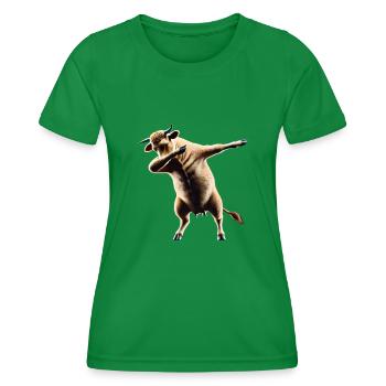 Funny Dabbing Cow Dancing Animal Lover Dab Animals - Women's Functional T-Shirt - kelly green - Front - AI Model Female 172 dark (172cm)