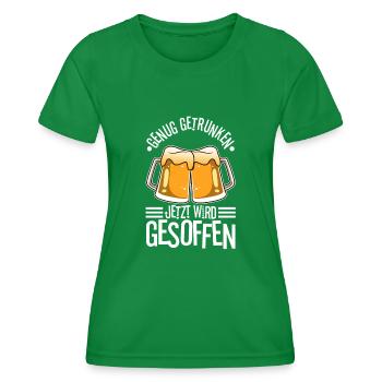 Genug getrunken jetzt wird gesoffen - Frauen Funktions-T-Shirt - Kelly Green - Vorne - AI Model Female 172 dark (172cm)