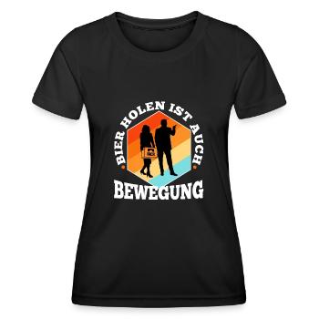 Bier holen ist auch Bewegung - Frauen Funktions-T-Shirt - Schwarz - Vorne - AI Model Female 172 light (172cm)