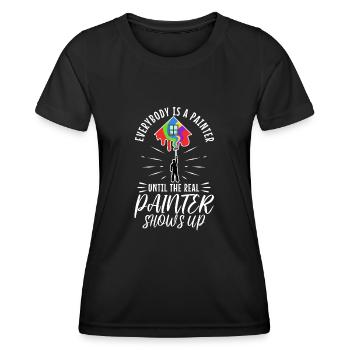 Tout le monde est peintre jusqu’au vrai peintre - T-shirt sport Femme - noir - Devant - AI Model Female 172 light (172cm)