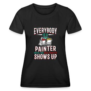 Tout le monde est peintre jusqu’au vrai peintre - T-shirt sport Femme - noir - Devant - AI Model Female 172 light (172cm)