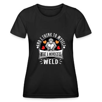 And i think to myself what a wonderful weld - Frauen Funktions-T-Shirt - Schwarz - Vorne - AI Model Female 172 light (172cm)